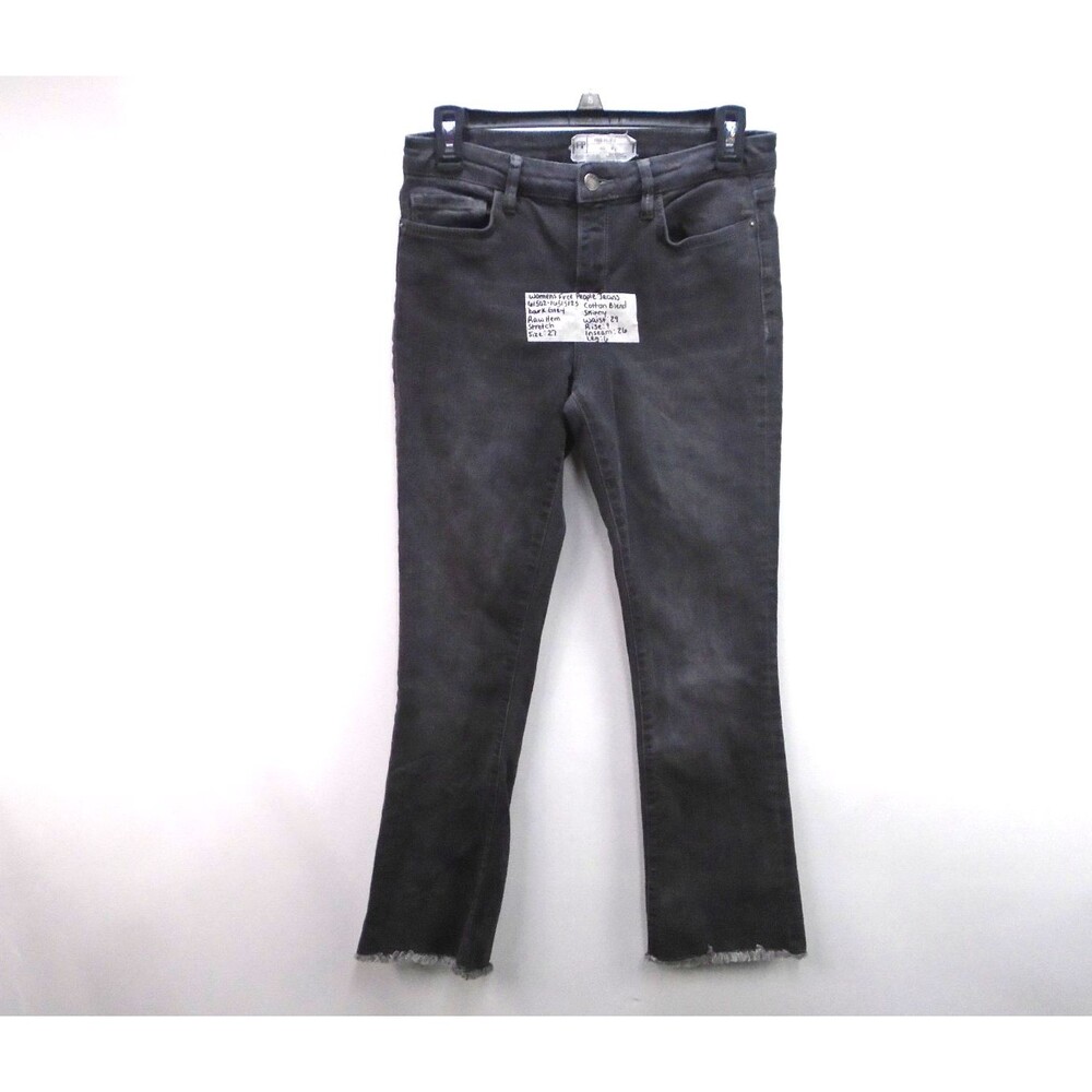 Free People Womens Raw Hem Jeans Size 27 (29x26) Charcoal Gray Stretch Skinny